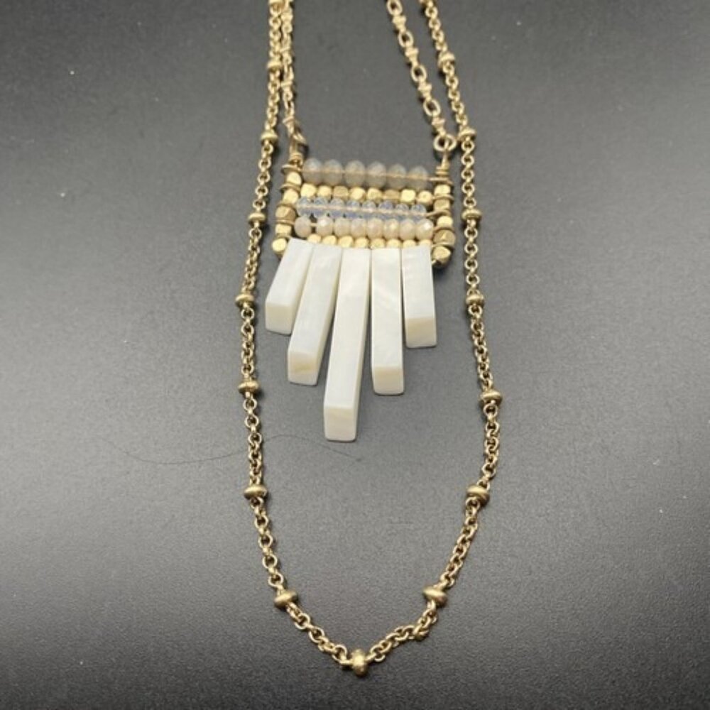 Vintage Necklace Bohemian Signed Bella Jack White Stone Crystal 2 Strand 32” - Picture 6 of 8